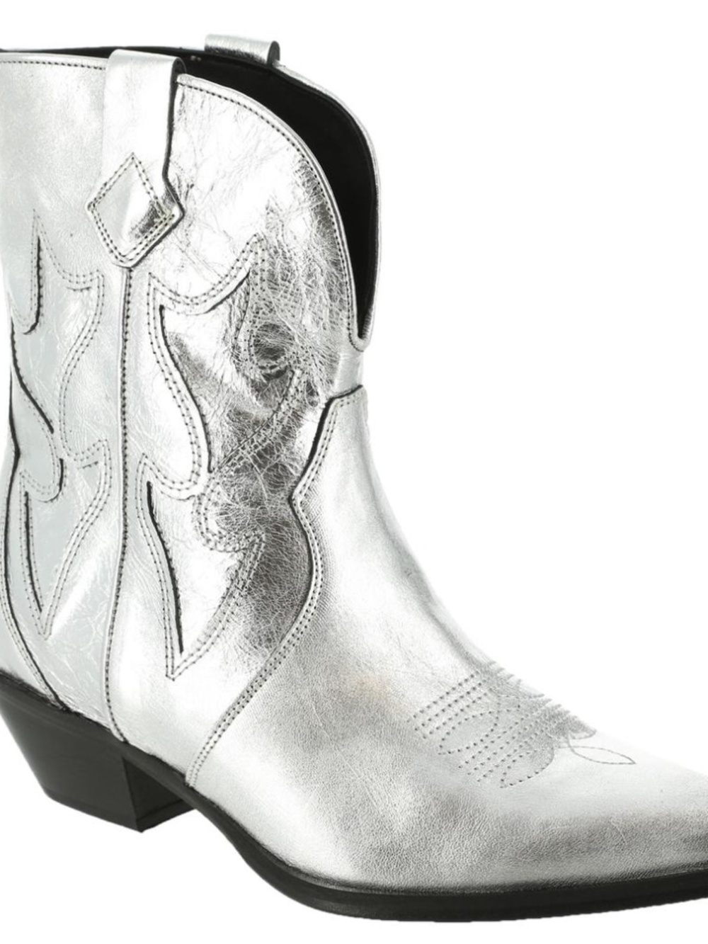 Free People Way Out Metallic Silver Western Cowboy Boots